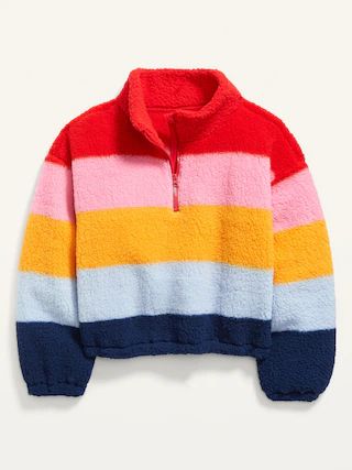 Cozy Sherpa Cropped Quarter-Zip Sweatshirt for Girls | Old Navy (US)