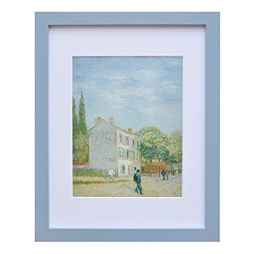 Muzilife 11x14 Wood Picture Frame Flat Display Pictures 8x10 with Mat or 11x14 Without Mat for Wall, 1pc Blue | Amazon (US)