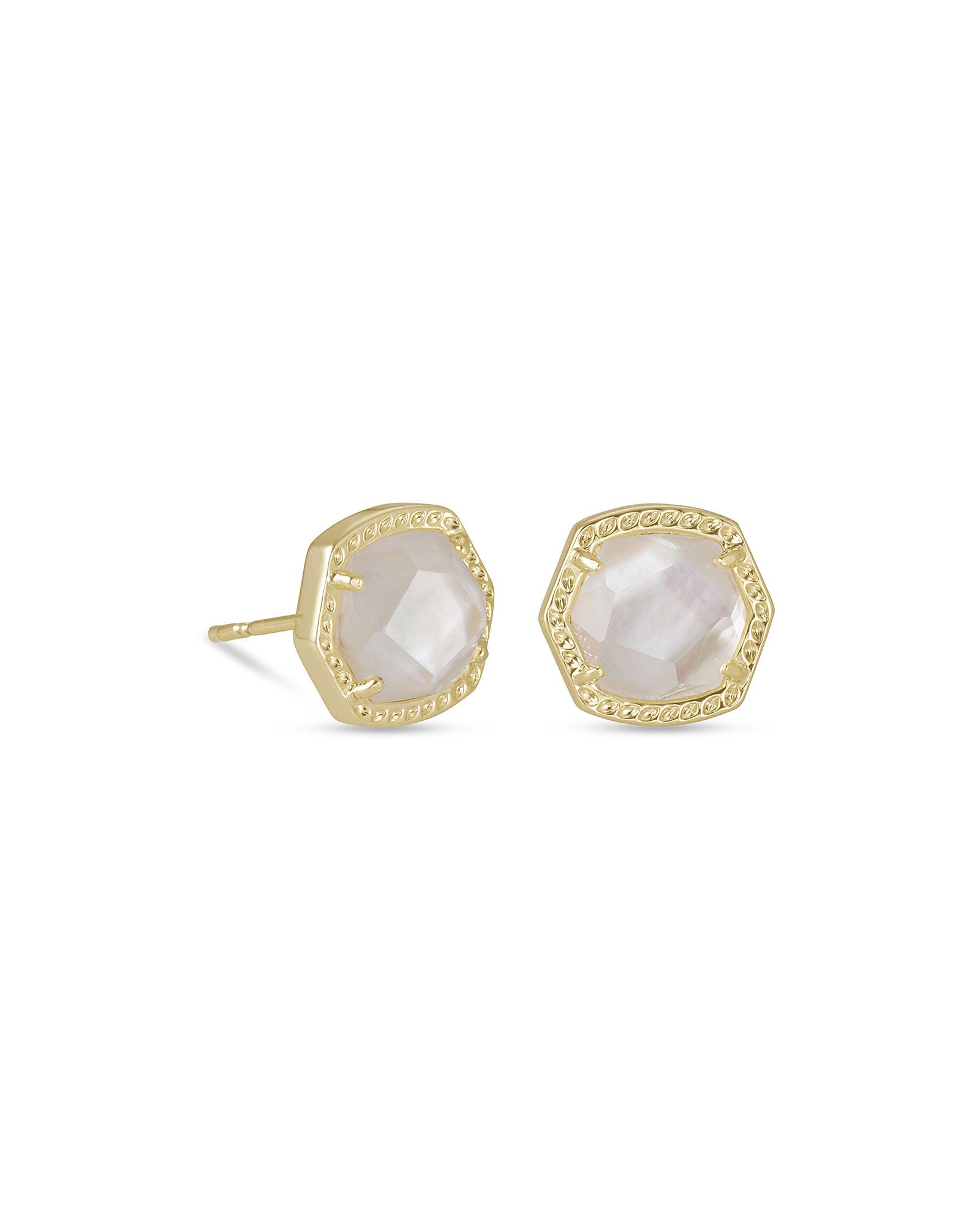Davie Gold Stud Earrings in Ivory Mother-of-Pearl | Kendra Scott