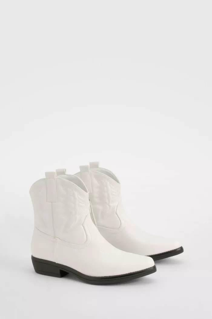 Embossed Ankle High Western Cowboy Boots | Boohoo.com (UK & IE)
