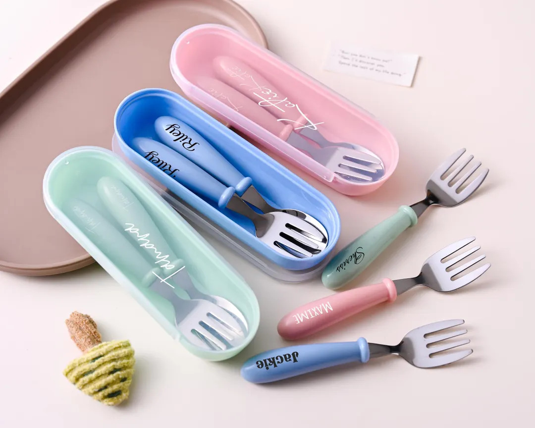 Personalized Baby Cutlery Set, Silicone Cutlery, Toddler Knife and Fork, Baby Shower Gift, Silico... | Etsy (US)