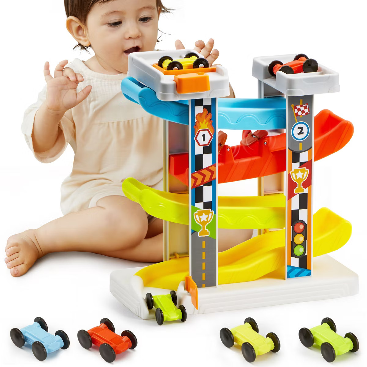 Joyfy Car Ramp Toy for 2 3 Year Old Boy Gifts, Toddler Race Track Toy for 18 Month Old with 4 Woo... | Target