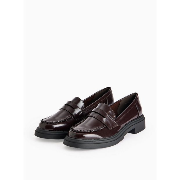 Burgundy Hand Stitch PU Loafers 6 | Tu Clothing