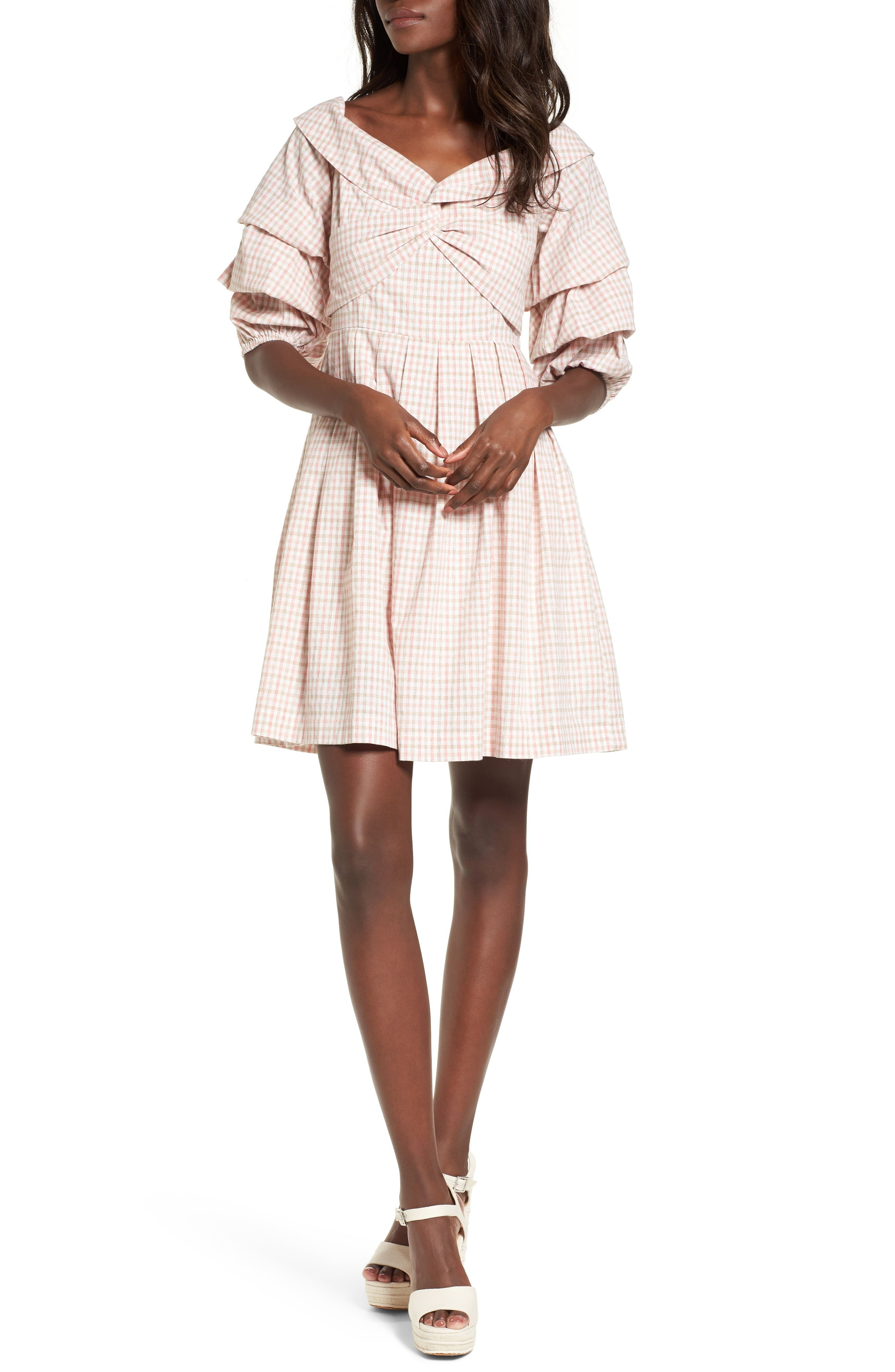 Chriselle x J.O.A. Tiered Sleeve Minidress | Nordstrom