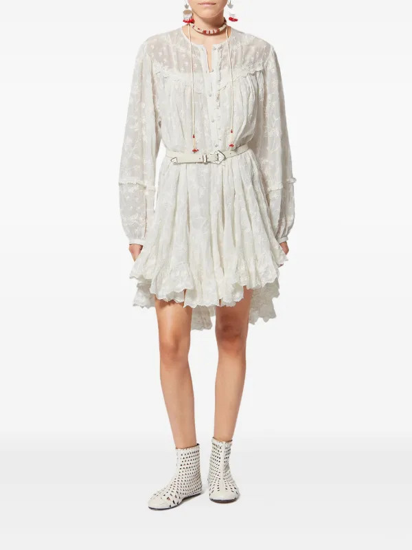 ISABEL MARANT Besticktes Zame Kleid Mit Rüschen | Weiß | FARFETCH DE | Farfetch Global