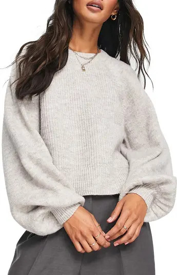 Topshop Balloon Sleeve Crop Sweater | Nordstrom | Nordstrom