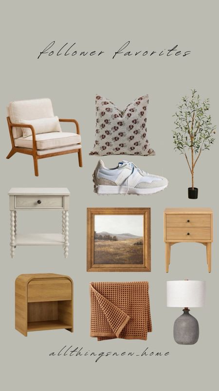 Follower favorites 

Follower favorites: Mid-century chair, throw pillow, faux olive tree, vintage art, affordable nightstand, transitional nightstand, lamp, New Balance sneakers, cozy blanket, minimalist wall clock, farmhouse-style decor, geometric pattern rug, boho-inspired pouf, succulent plants, modern wall art prints, industrial-style pendant light, neutral tone area rug, Scandinavian design elements, woven basket storage, marble-top coffee table.

#LTKstyletip #LTKfindsunder100 #LTKhome

Follow my shop @allthingsnew_home on the @shop.LTK app to shop this post and get my exclusive app-only content!

#liketkit 
@shop.ltk
https://liketk.it/4yRRA

#LTKFindsUnder50 #LTKHome #LTKFindsUnder100