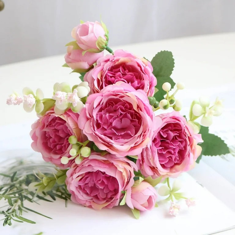 EGYMEN Artificial Silk Peony Flowers Bouquet - Realistic and Vibrant for Wedding, Valentine's Day... | Walmart (US)