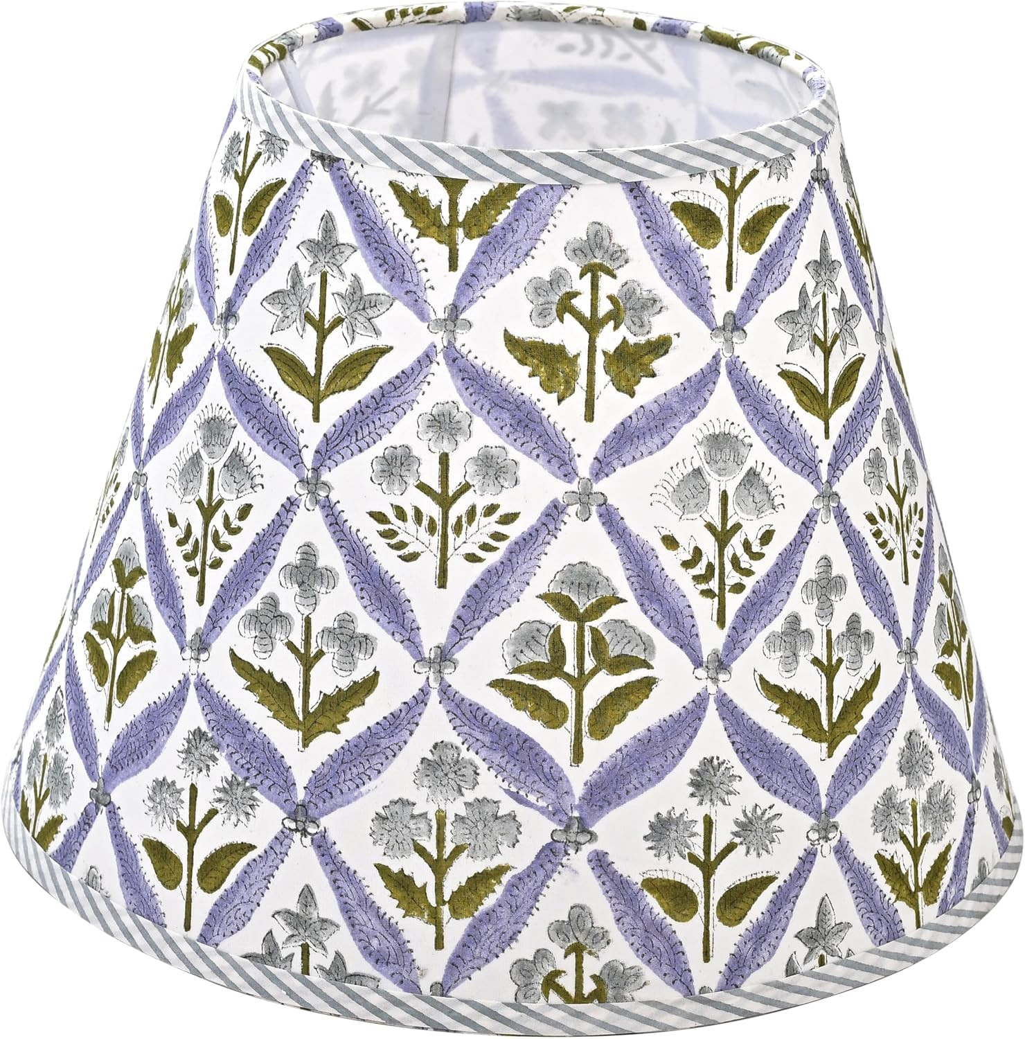 Ridhi Light Steel Blue Hand Block Print Lampshade UNO Fitter (1.57” Inner Ring -33mm) 7” Top x 13” Bottom x 10” Height Cotton Fabric Table Lamp Shade for Bedside, Buffet Gift For Mother's Day | Amazon (US)