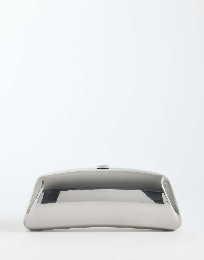 Mango rectangle clutch bag in silver | ASOS (Global)