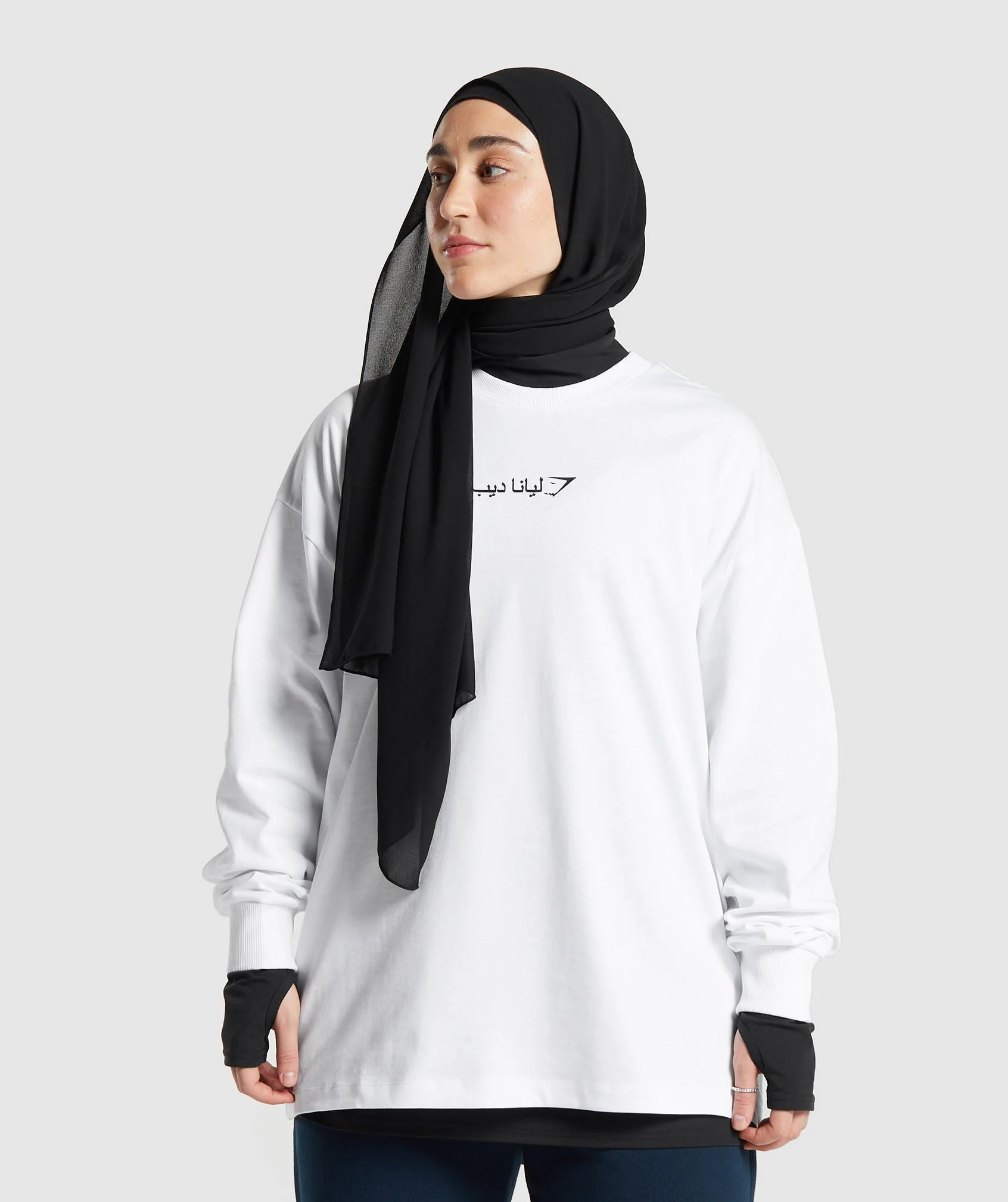 Gymshark GS X Leana Deeb Oversized Long Sleeve Top - White | Gymshark UK