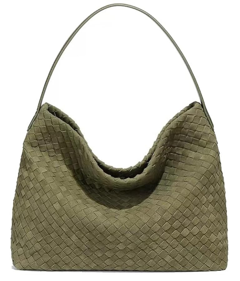Woven Suede Shoulder Bag for Women Suede Hobo Bag Tote Elegant Handbag Satchel for Work Travel | Amazon (US)