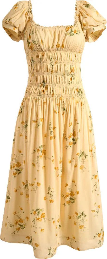 Riva Shirred Midi Dress | Nordstrom