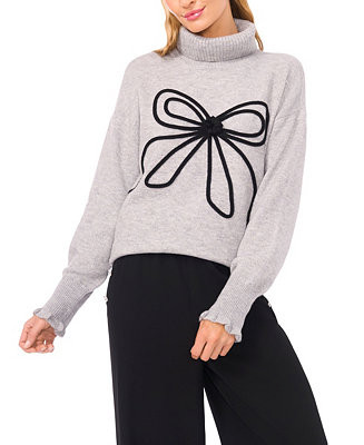 Women's Embroidered Ribbon Turtleneck Sweater | Macy's