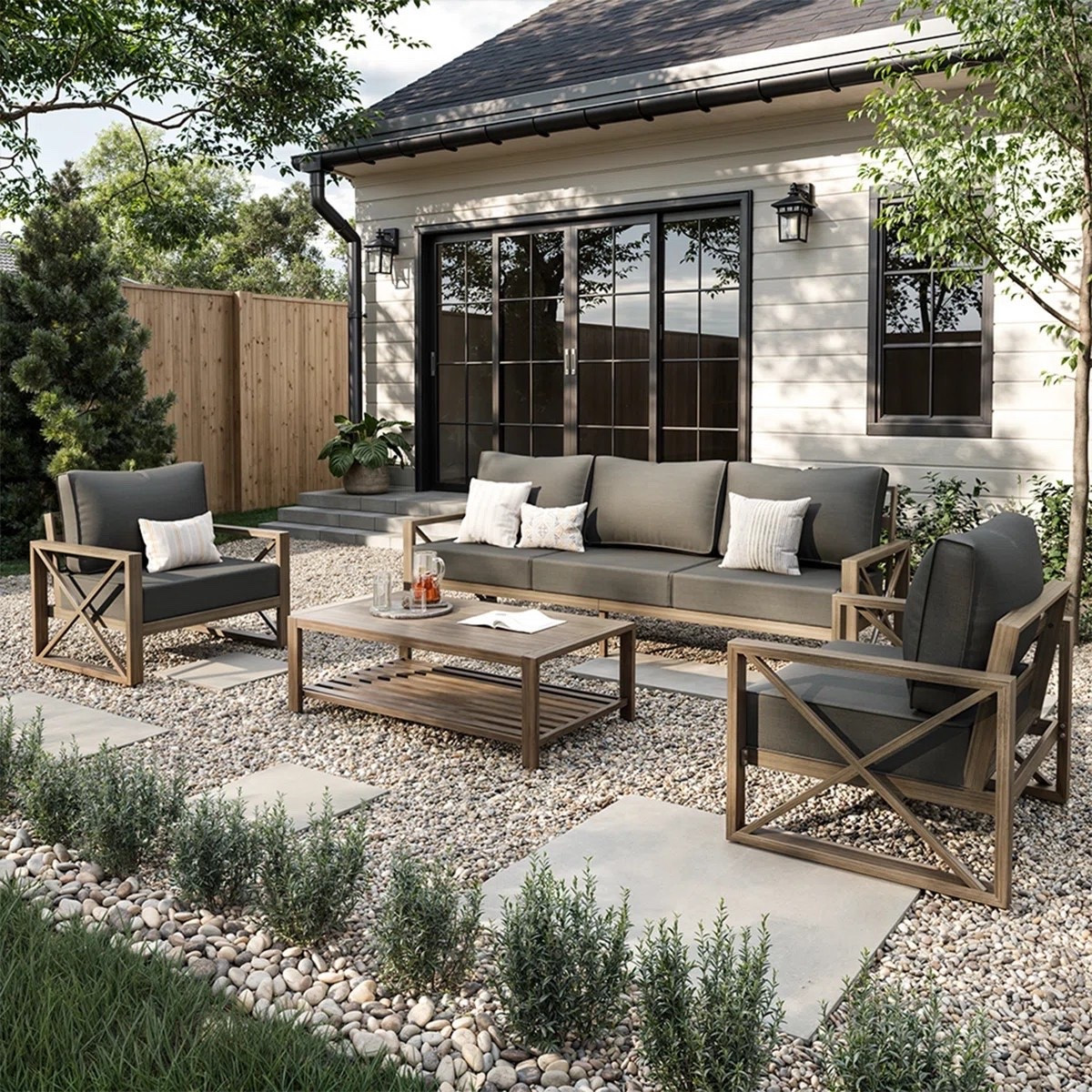 Inspired by modern outdoor living, the 4-Piece Modern Outdoor Patio Conversation Set with Olefin Fabric creates a welcoming space for relaxing, entertaining, and enjoying the outdoors. Clean lines, comfortable seating, and durable Olefin cushions make it a stylish addition to any patio, deck, or garden. ON SALE and under $1,500.

Keywords:

* outdoor patio furniture set
* 4 piece patio conversation set
* modern outdoor furniture
* patio seating set
* Olefin fabric cushions
* outdoor conversation set
* backyard furniture
* patio lounge furniture
* garden furniture set
* deck seating
* outdoor living furniture
* contemporary patio set
* weather-resistant patio furniture
* poolside seating
* balcony furniture
* outdoor entertaining furniture
* modern backyard décor
* patio sofa set
* outdoor seating arrangement
* outdoor relaxation furniture

#LTKSaleAlert #LTKHome #LTKSeasonal