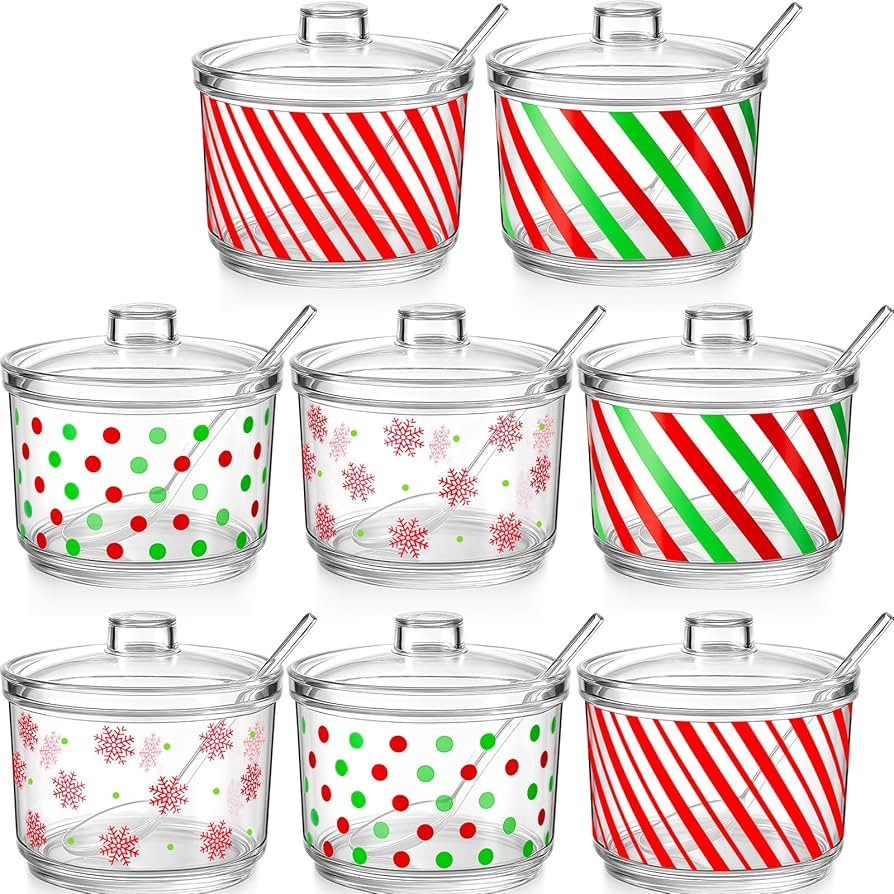 Honeydak 8 Pcs Hot Cocoa Bar Accessories Hot Chocolate Bar Containers Sugar Bowls with Lid and Sp... | Amazon (US)