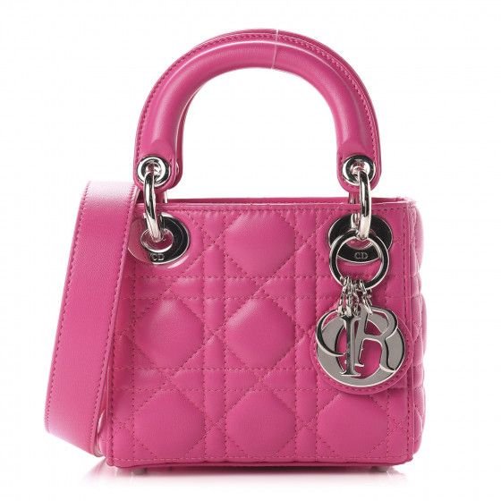 Lambskin Cannage Mini Lady Dior Pink | Fashionphile