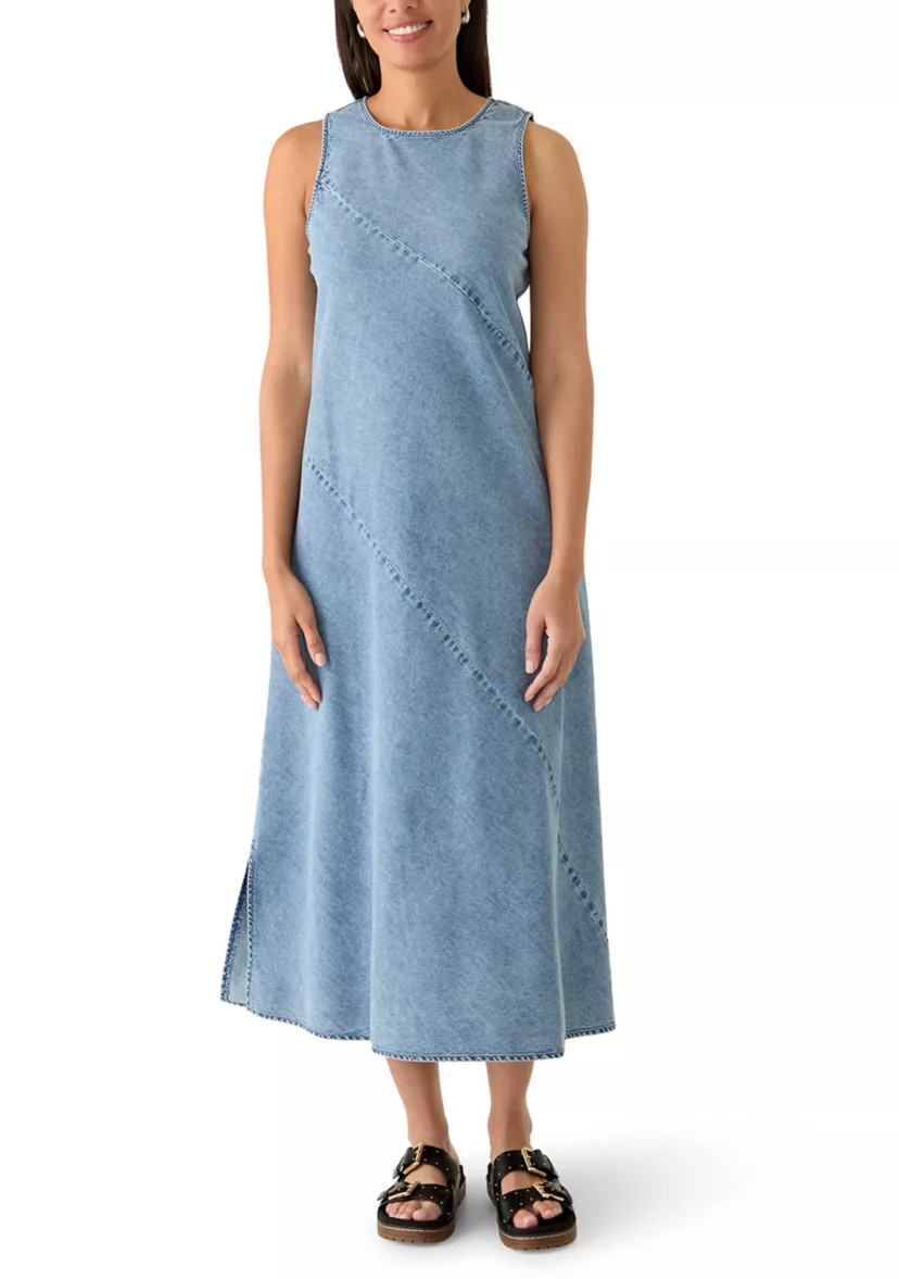 Women's Sleeveless Denim Bias Midi Dress | Belk