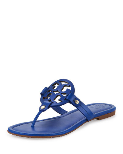 Miller Leather Logo Sandal, Blue Dahlia | Neiman Marcus