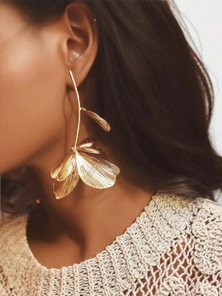 1pair Vintage Fashion Metal Large Flower Drop Earrings, Perfect For Parties, Events, Holidays, An... | SHEIN