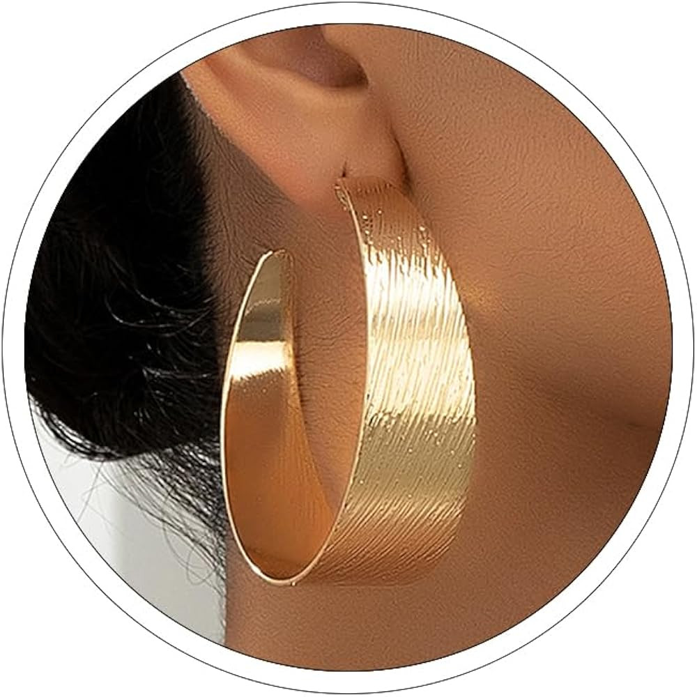 Large Gold Hoop Earrings Lightweight Chunky Gold Earrings for Women Silver Chunky Earrings 14k Go... | Amazon (US)