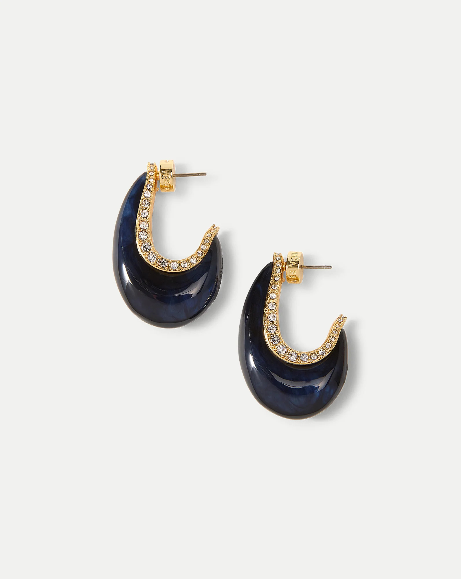 Veronica Beard Resin J-Hoop Earring Navy | Veronica Beard