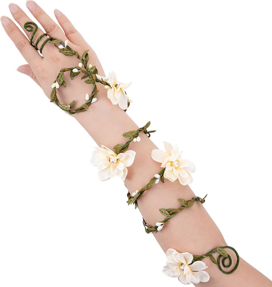 FRESHME Renaissance Costume Flower Arm Wrap - 1 PC Fairy Accessories for Women Halloween Renfaire... | Amazon (US)