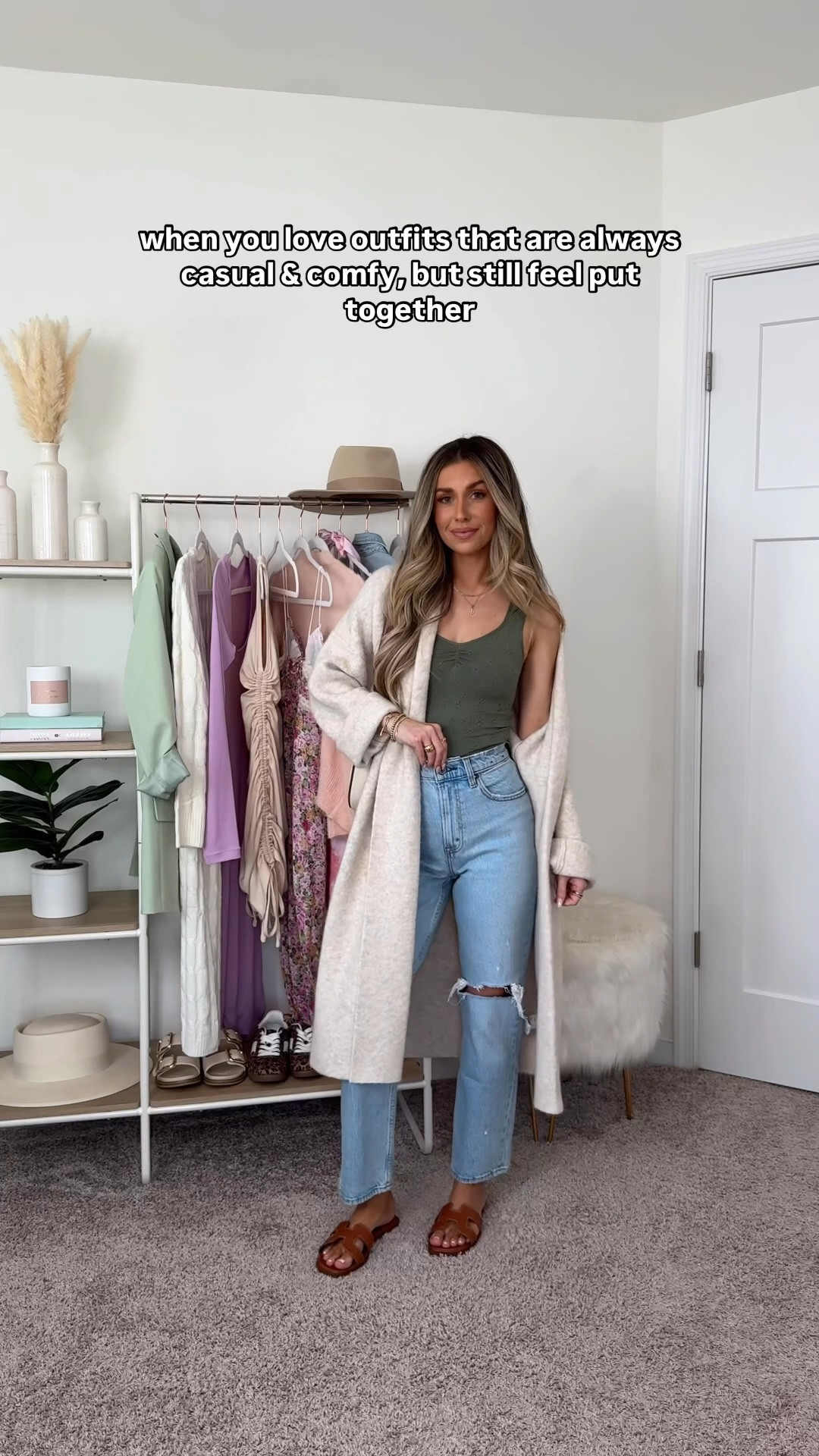 Cardigan: xs
Top: xs 
Jeans: 24 extra short in curve love for a cropped length 
Sandals: true to size 

#LTKFindsUnder50 #LTKStyleTip #LTKFindsUnder100