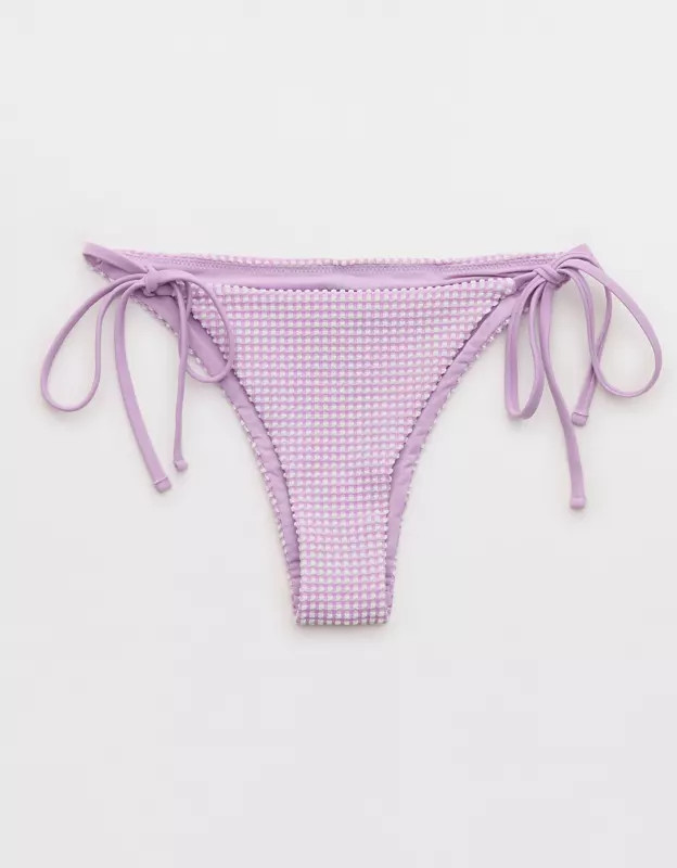 Aerie Seersucker Cheekiest Side Tie Bikini Bottom | Aerie
