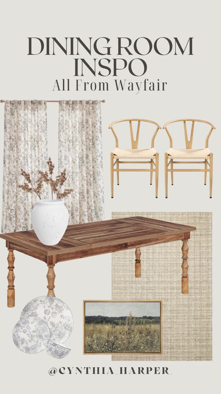 Dining Room Inspo From Wayfair! 

Wood table, dining table, wood chairs, affordable furniture, cute rug, wall art, beautiful plates, faux stems, concrete vase





#LTKhome