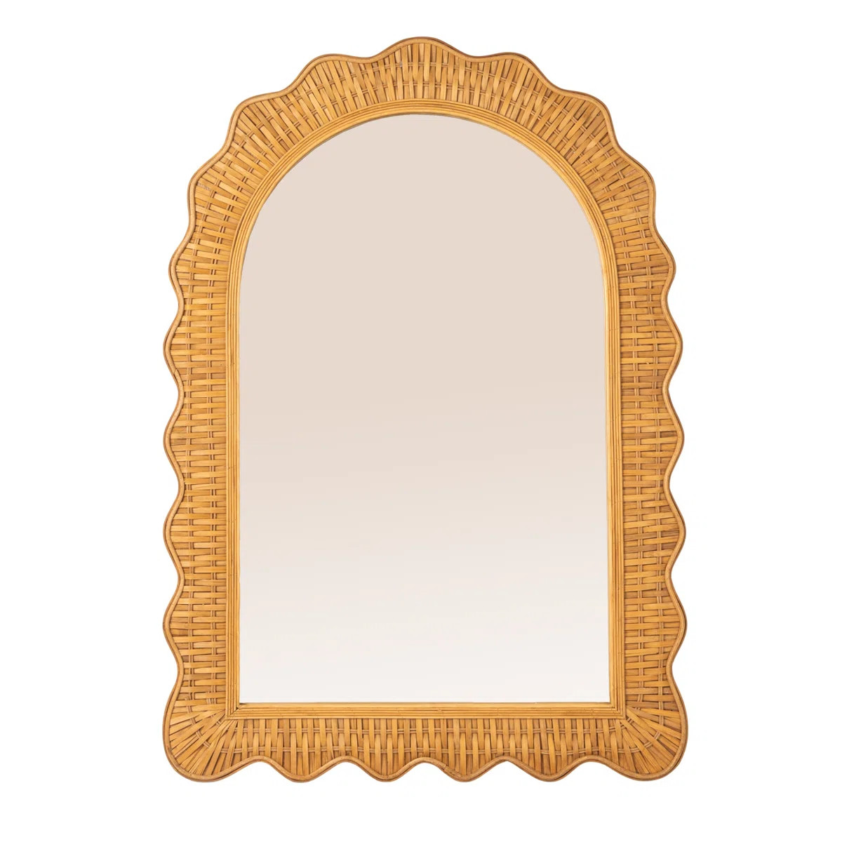 Bianca Arched Wall Mirror With Scalloped Woven Rattan Frame | Wayfair North America