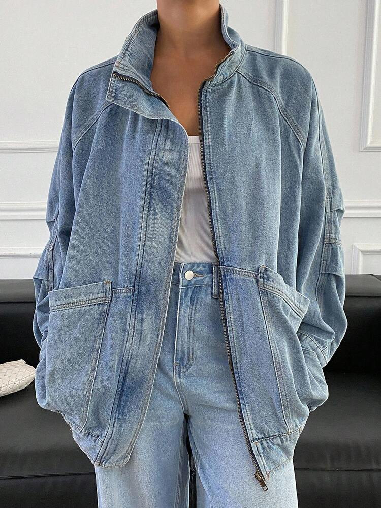 DAZY Autumn/Winter New Loose Casual Distressed Washed Women Denim Jacket And Coat Outerwear | SHEIN