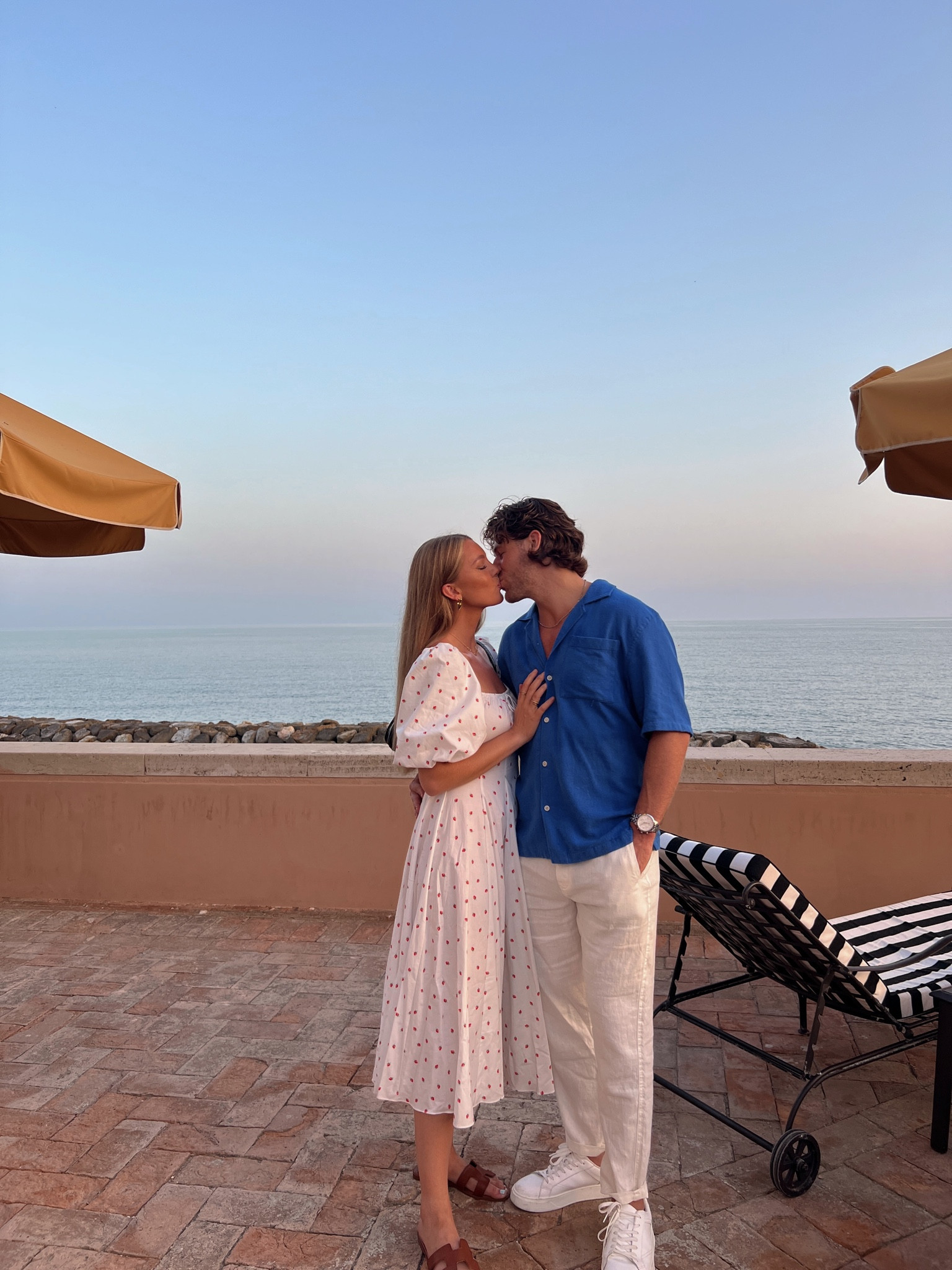 first night in Italy 🌊🇮🇹 my strawberry dress is free people 🤍 have my dress, amazon heart earrings  & sandals linked.  Connor is wearing all Zara! 

#LTKeurope #LTKstyletip #LTKSeasonal