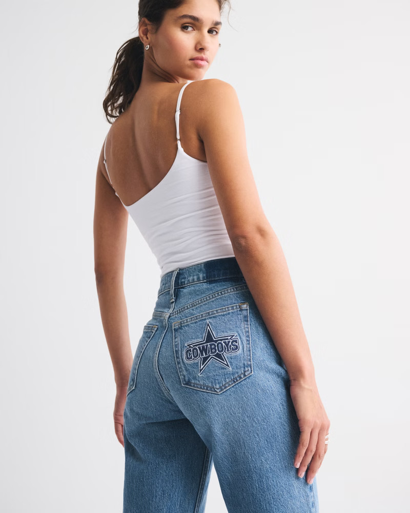 Women's High Rise 90s Relaxed Detroit Lions Embroidered Jean | Women's New Arrivals | Abercrombie... | Abercrombie & Fitch (US)