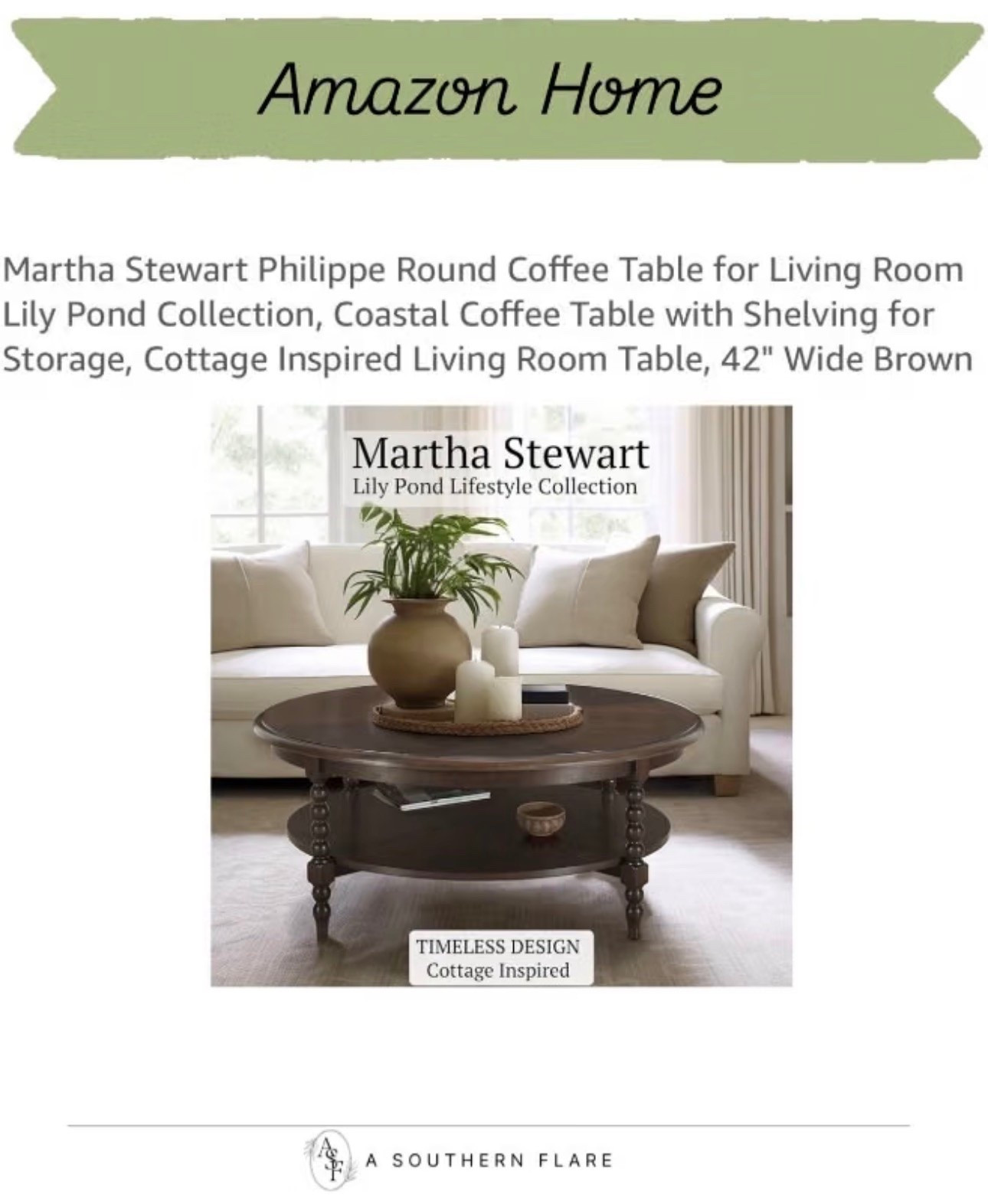 Loving this round coffee table! Perfect blend of style and storage. Ideal for your living room. #LivingRoomDecor #MarthaStewart/ Home Decor