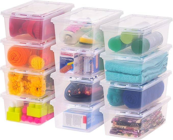 IRIS USA 7 Quarts Plastic Storage Container Bin with Latching Lid, 12 Pack, Nestable Box Tote Clo... | Amazon (US)