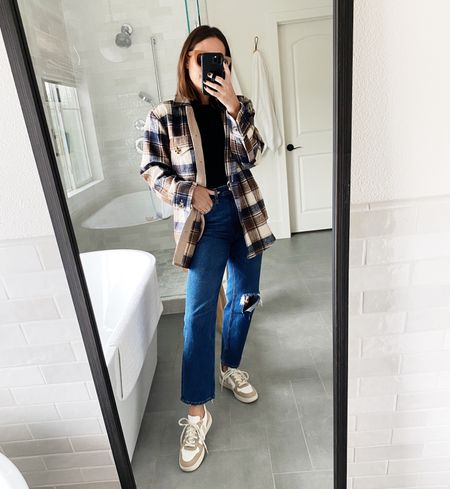 Fall outfit inspo- loving this plaid shacket (runs big size down!), paired with these Abercrombie jeans (run tts) and on sale! Vejas sneakers. 

#LTKshoecrush #LTKSeasonal #LTKSale