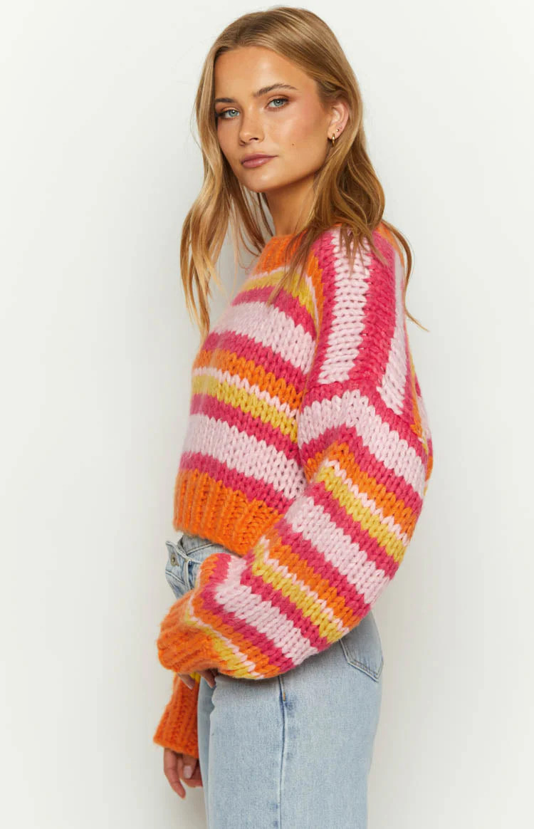 Belmont Pink Stripe Sweater | Beginning Boutique (US)