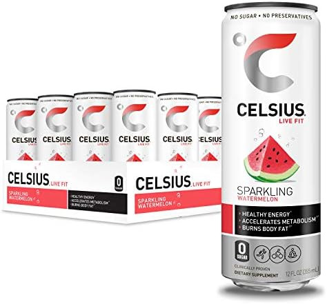 CELSIUS Sparkling Watermelon Fitness Drink, Zero Sugar, 12oz. Slim Can (Pack of 12) | Amazon (US)
