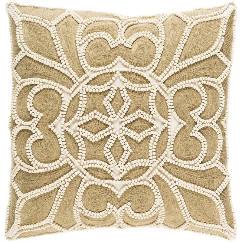 Baltz Cotton Throw Pillow Size: 20" H x 20" W x 4" D, Color: Cream/Camel | Wayfair North America