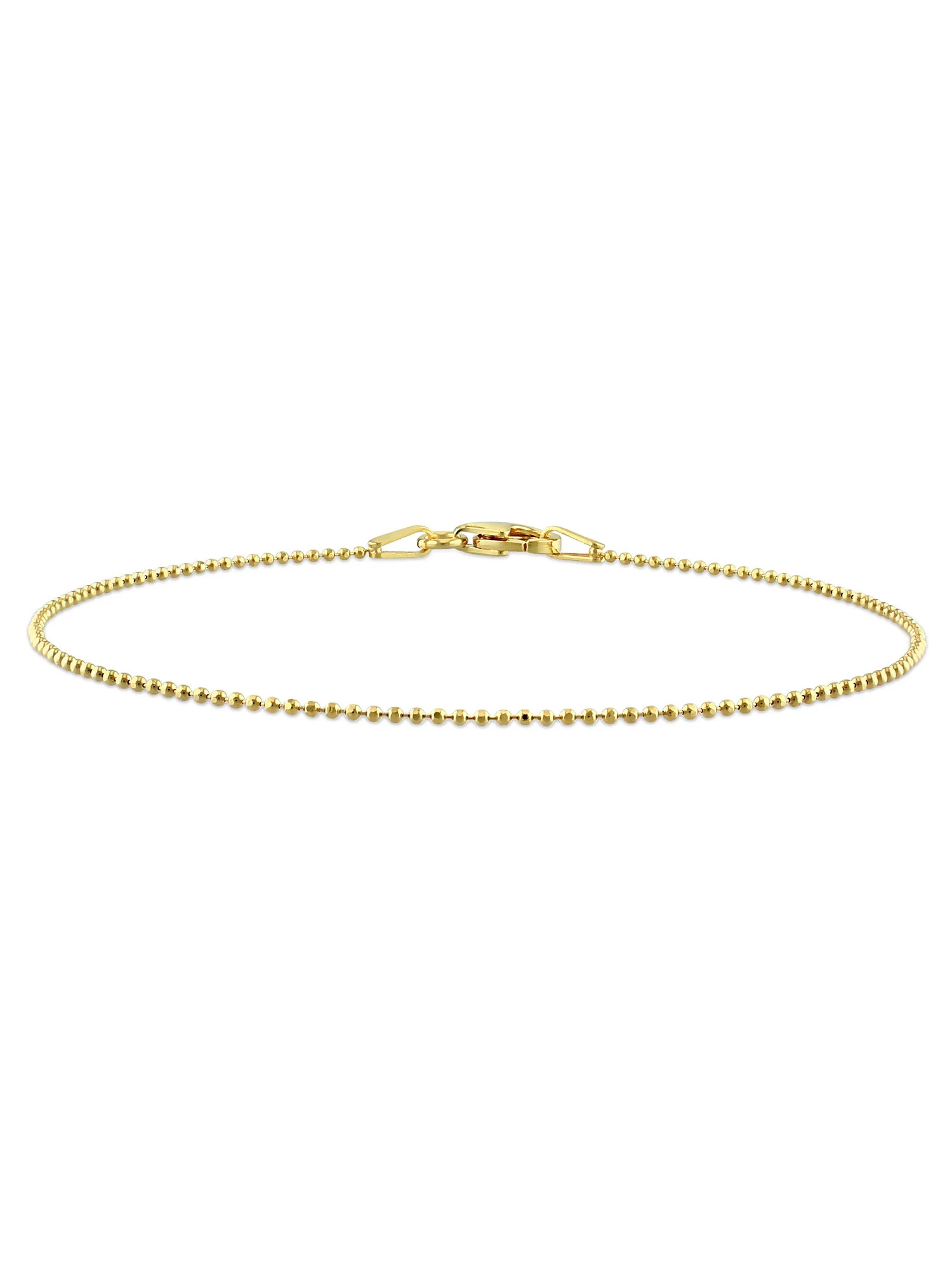 18kt Yellow Gold Plated Sterling Silver Ball Chain Bracelet | Walmart (US)