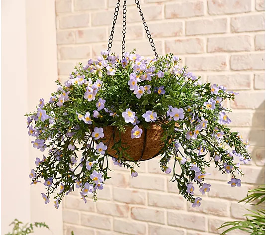Garden Reflections 18" Faux Bacopa Flower Hanging Basket | QVC