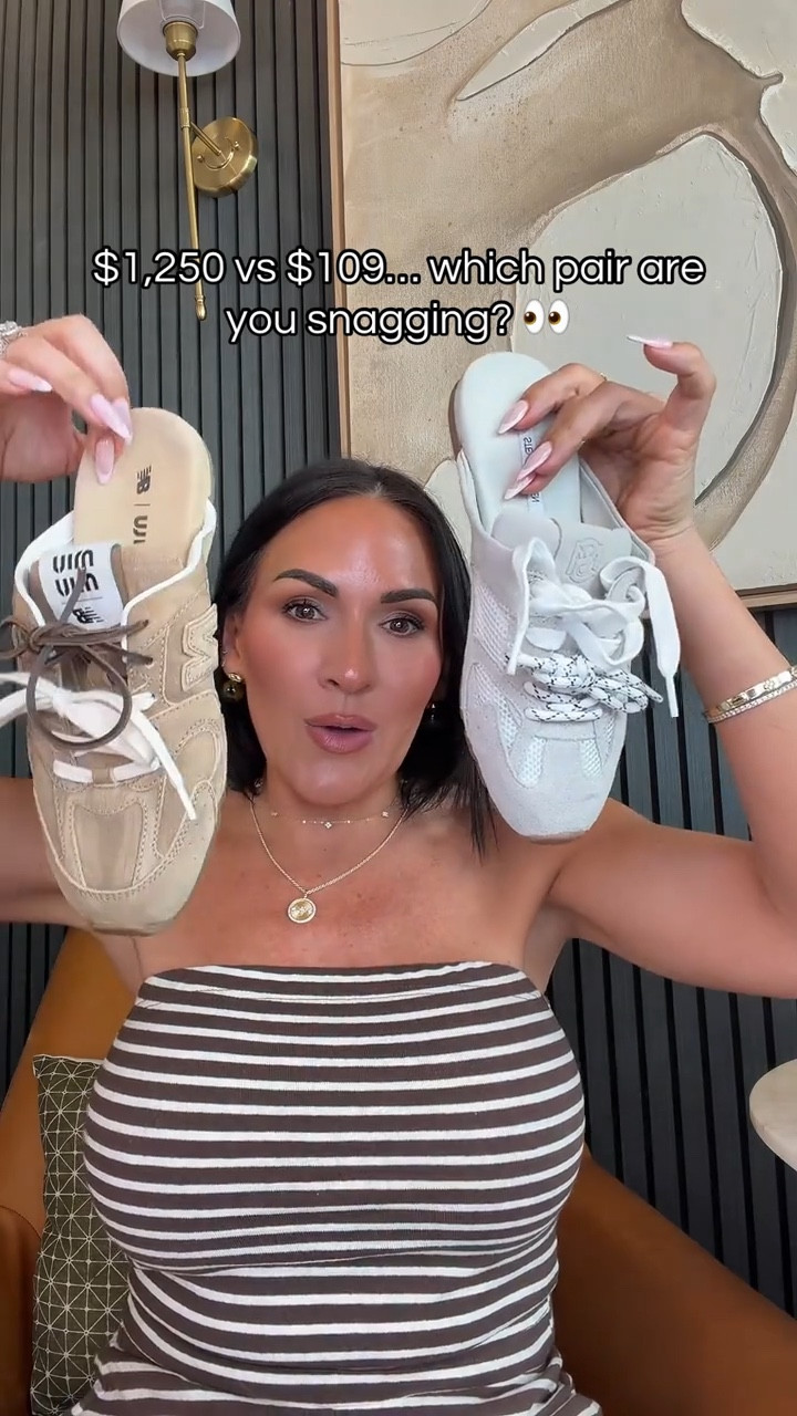 Babes… I had to do a double take on these.

One pair is $1,250 and the other is $109… and the resemblance is wild.

The texture, the sporty little lace detail, the whole effortless cool vibe. Perfect with denim, linen, or any easy spring look.

You already know I love a chic moment that doesn’t require a luxury price tag.

#SpringStyle #PetiteFashion #Over40Style #EffortlessStyle #FashionFinds