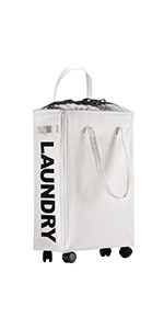 IHOMAGIC Laundry Basket on Wheels, Slim Laundry Storage Hamper Corner Storage Bag Collapsible Tal... | Amazon (US)