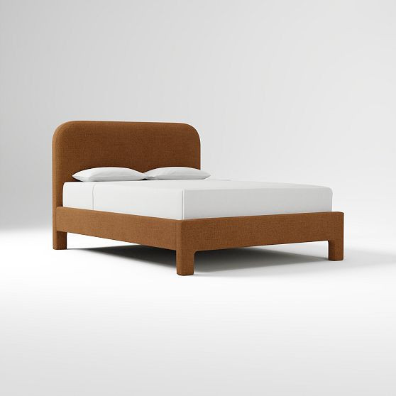Isabella Bed, Full, Performance Distressed Velvet, Golden Oak | West Elm (US)