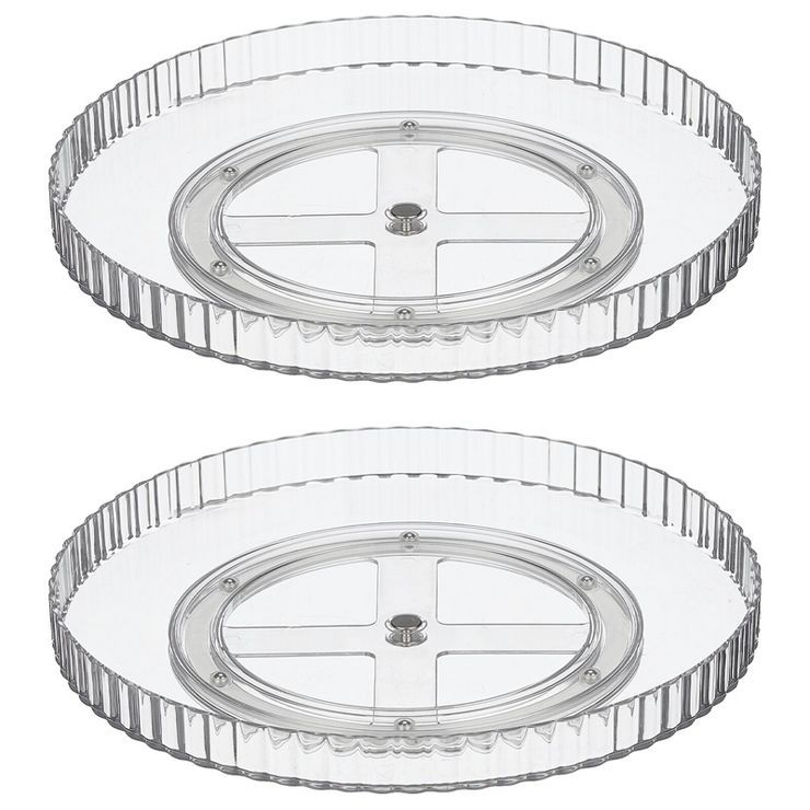 mDesign Fluted Lazy Susan Turntable Spinner, Kitchen Organizing, 2 Pack, Clear | Target