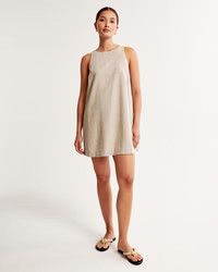High-Neck Linen-Blend Mini Dress | Abercrombie & Fitch (US)