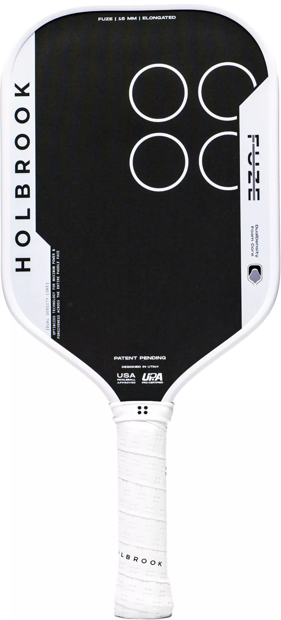 Holbrook Fuze Elongated 16mm Pickleball Paddle, Size 4 1/4, Black/White | DICK'S Sporting Goods