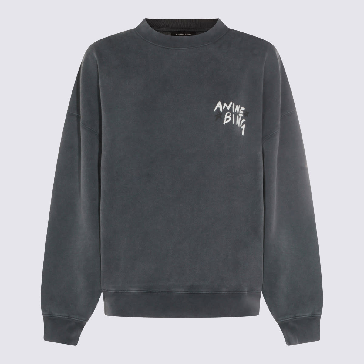 Anine Bing Washed Black Cotton Miles Sweatshirt | Italist.com US