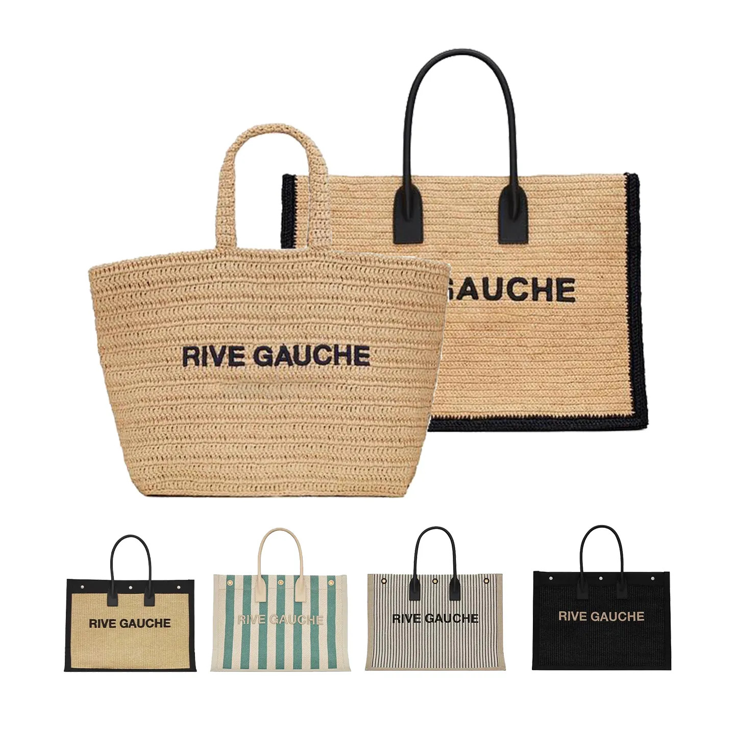 High Quality Rive Gauche Beach Womens Canvas Crochet Handbag Tote Shopping Bags Men Designer Purs... | DHGate